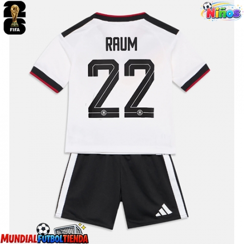 Camiseta Alemania David Raum #22 Primera Equipación Replica Mundial 2026 para niños mangas cortas (+ Pantalones cortos)